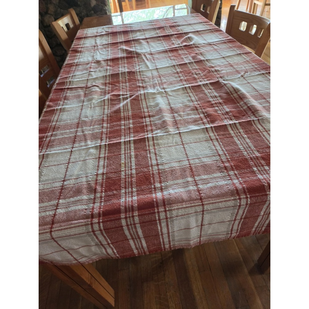 52x70 Tablecloth Rustic Reddish Orange Woven Slight Shimmer Fall Thanksgiving - Picture 12 of 12